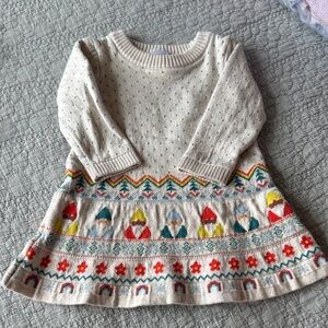 Hanna Andersson Cream Patterned Kids Sweater Dress